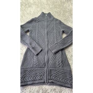 Athleta Sweater Women's Size Small Gray Cable Knit Full  Zip Pullover
